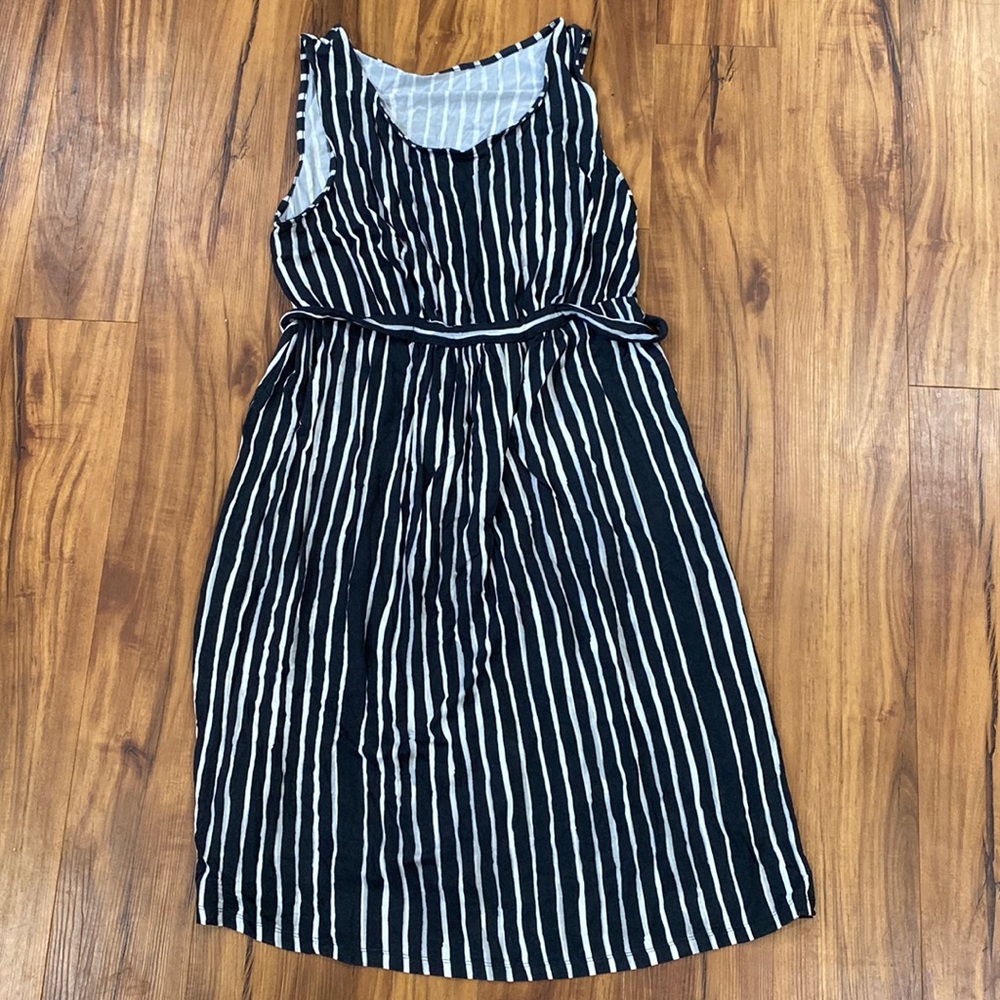 Black striped maternity dress
